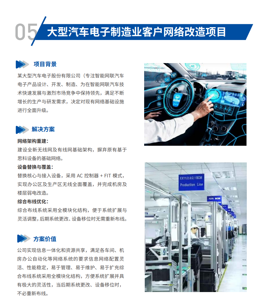 大型汽车电子制造业网络改造项目