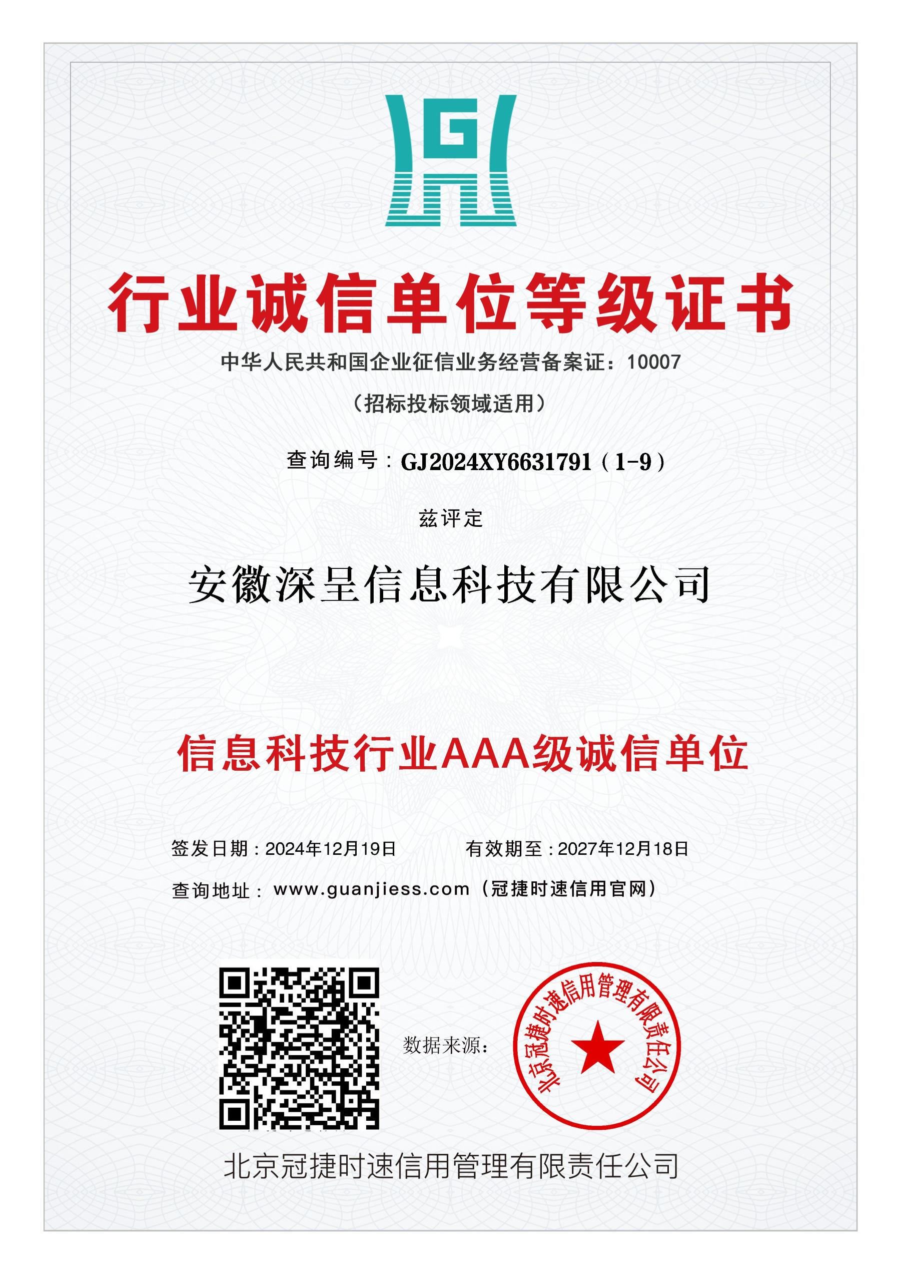 行业诚信单位